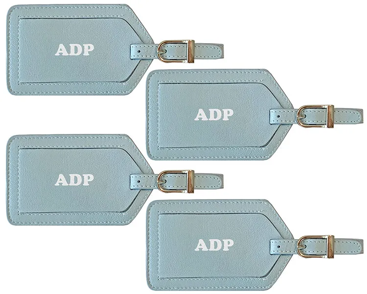Personalized Monogrammed Leather Luggage Tags - 4 Pack