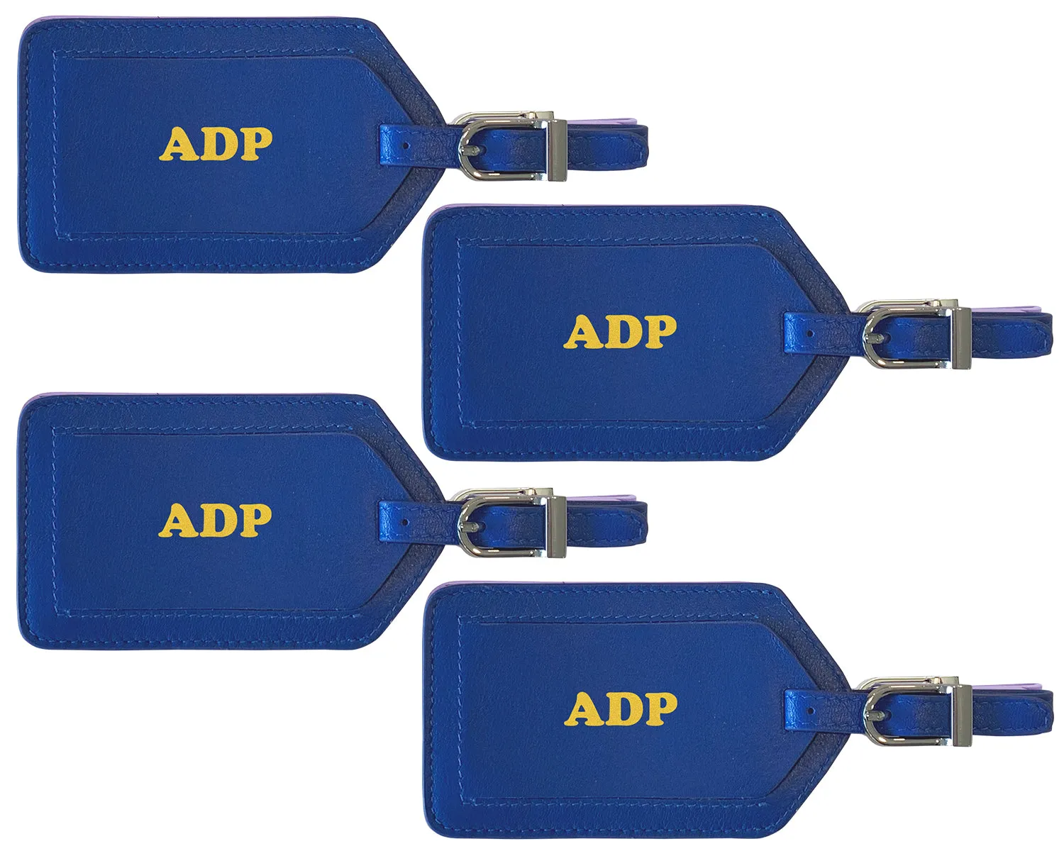 Personalized Monogrammed Leather Luggage Tags - 4 Pack