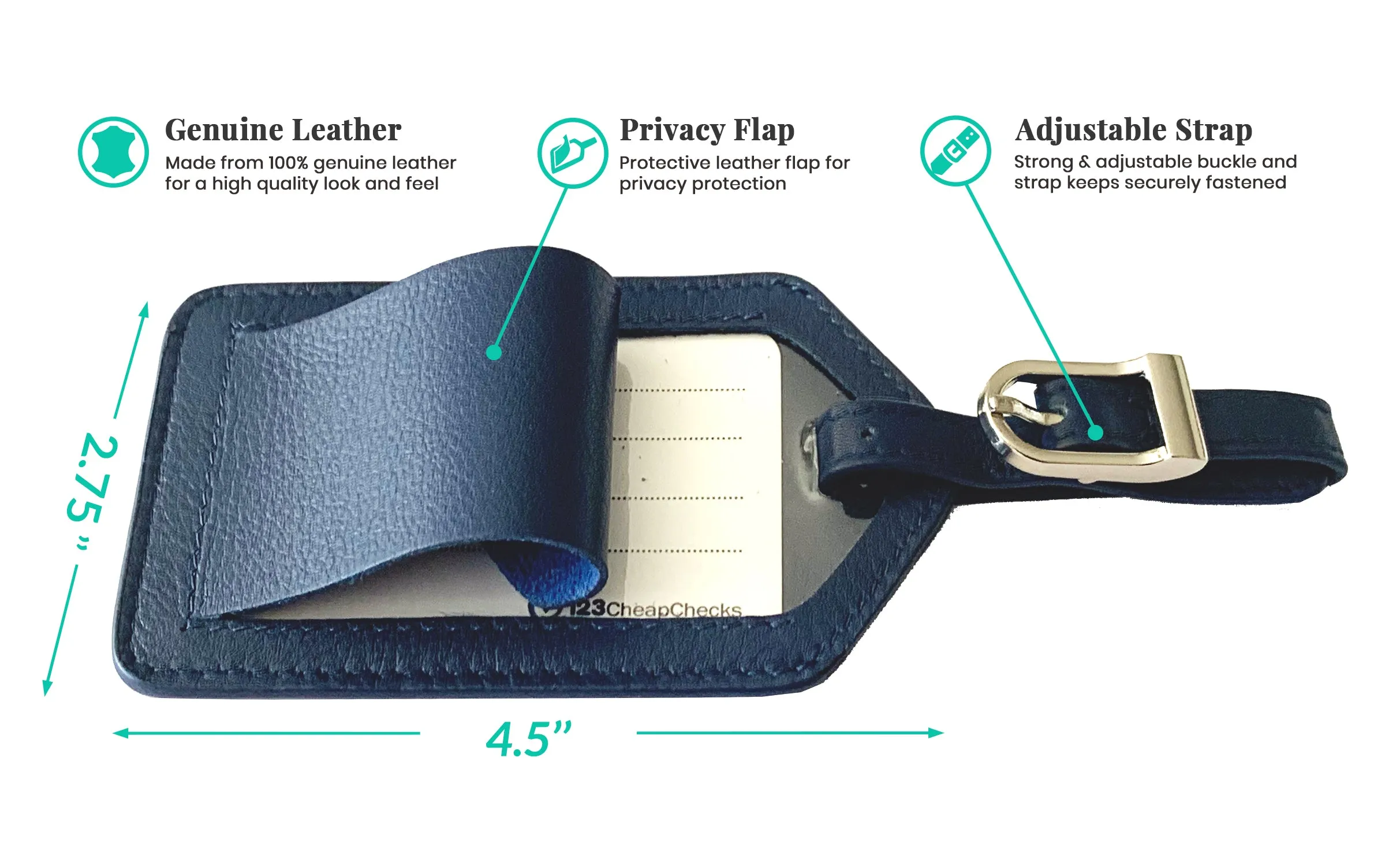 Personalized Monogrammed Leather Luggage Tags - 4 Pack