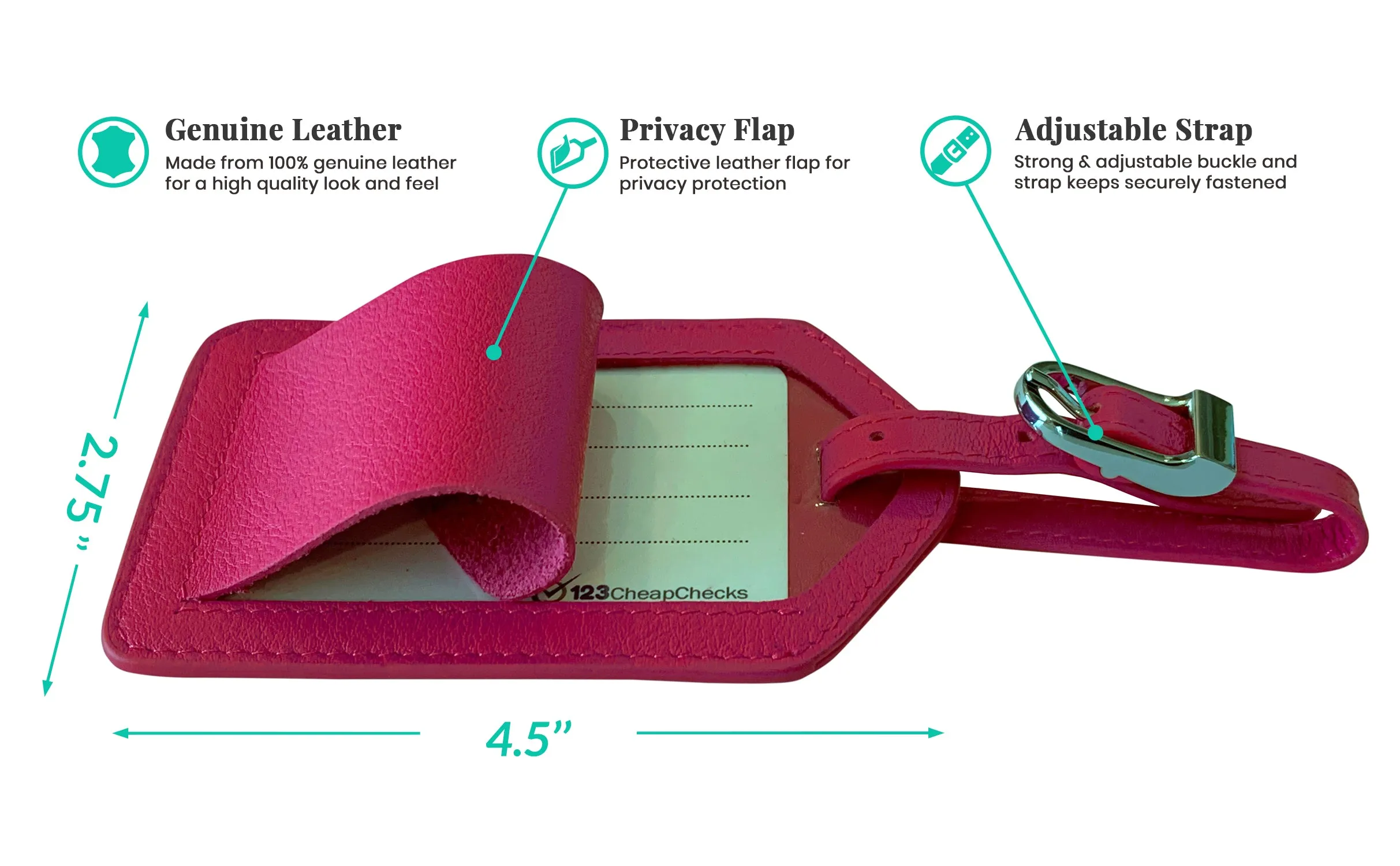 Personalized Monogrammed Leather Luggage Tags - 4 Pack