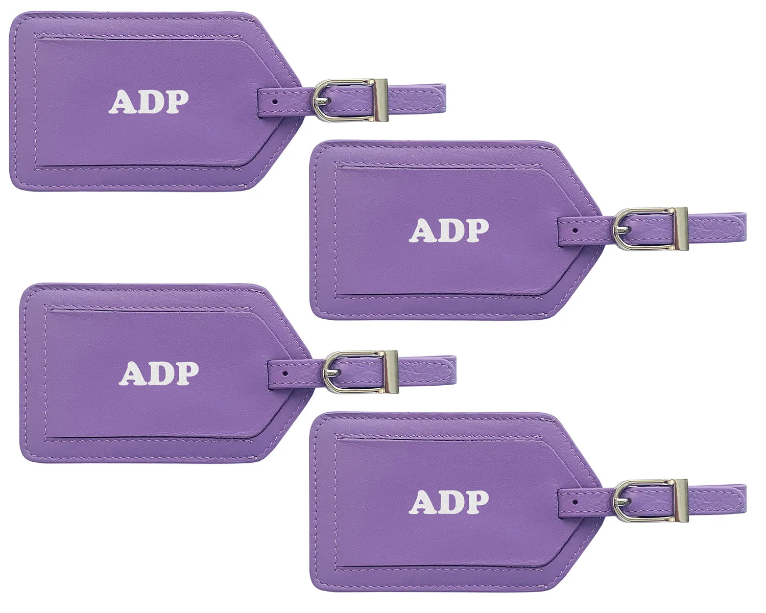 Personalized Monogrammed Leather Luggage Tags - 4 Pack