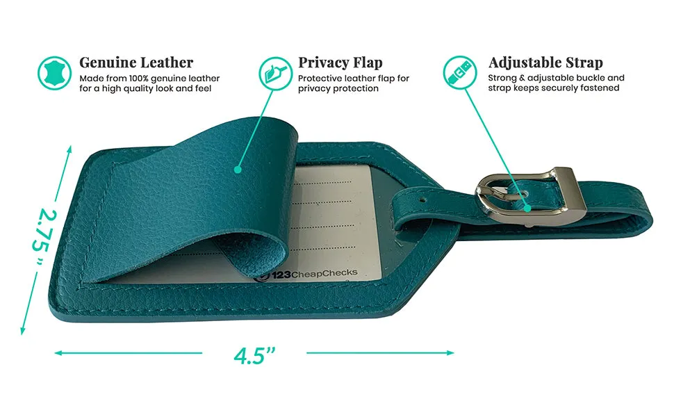 Personalized Monogrammed Leather Luggage Tags - 4 Pack