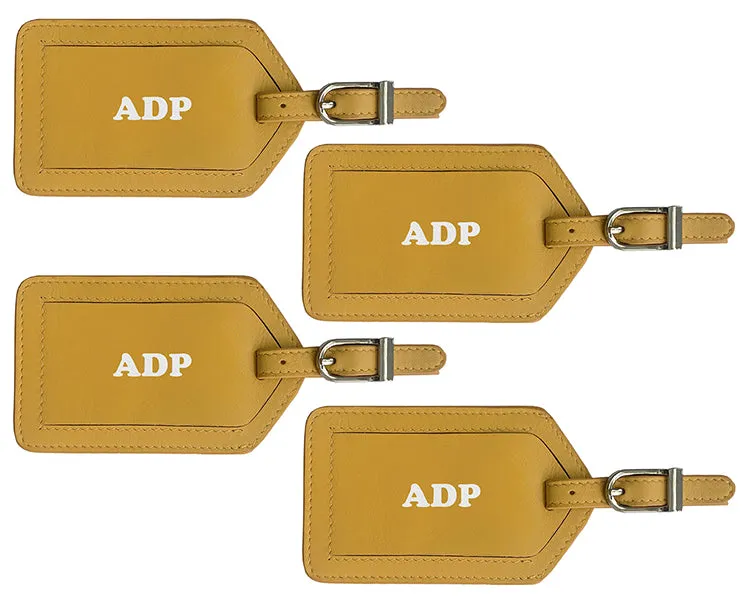 Personalized Monogrammed Leather Luggage Tags - 4 Pack