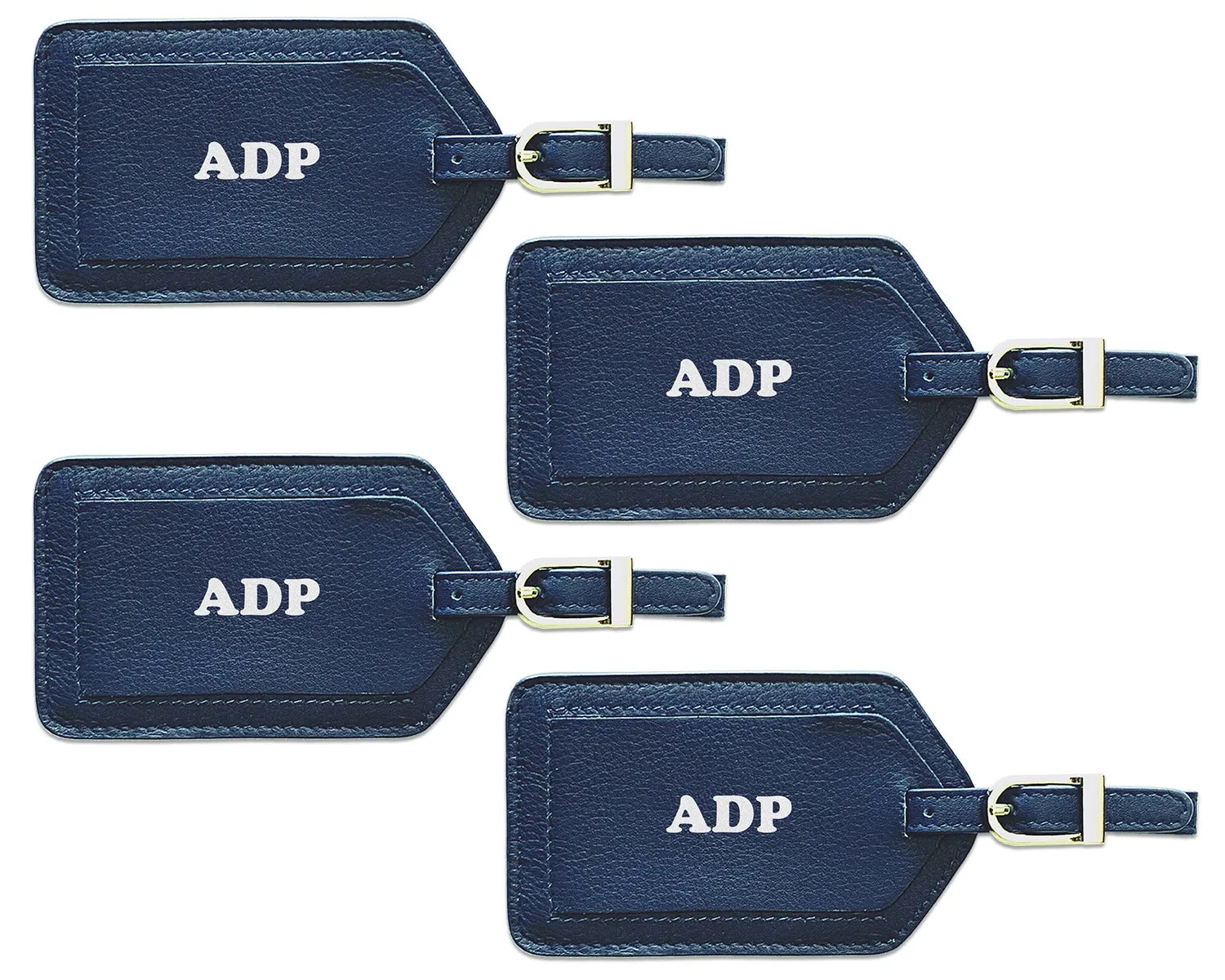 Personalized Monogrammed Leather Luggage Tags - 4 Pack