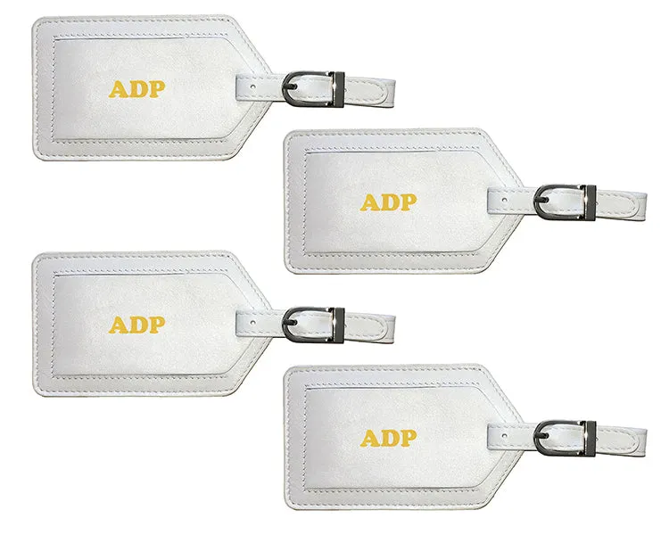 Personalized Monogrammed Leather Luggage Tags - 4 Pack