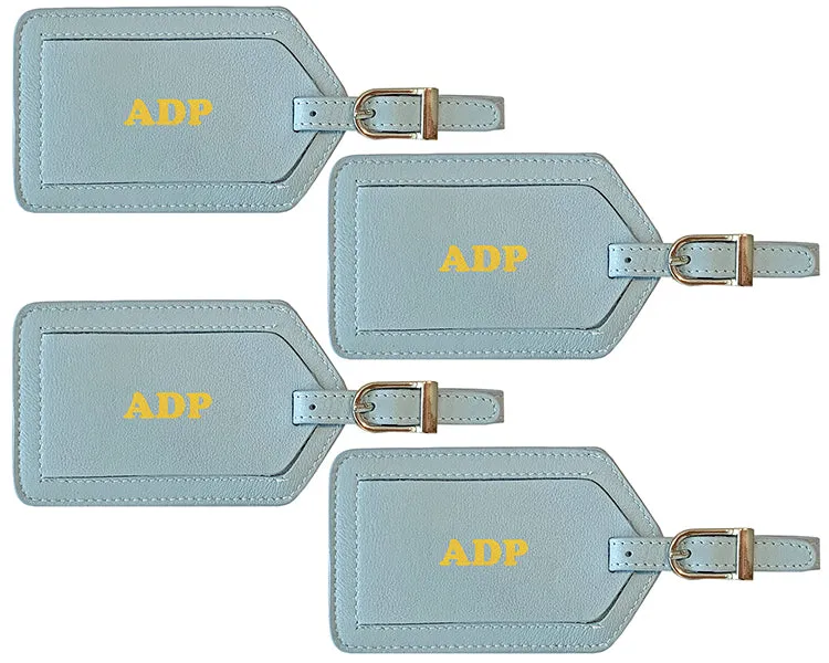 Personalized Monogrammed Leather Luggage Tags - 4 Pack