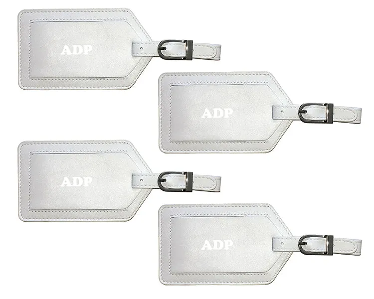 Personalized Monogrammed Leather Luggage Tags - 4 Pack