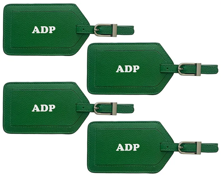 Personalized Monogrammed Leather Luggage Tags - 4 Pack