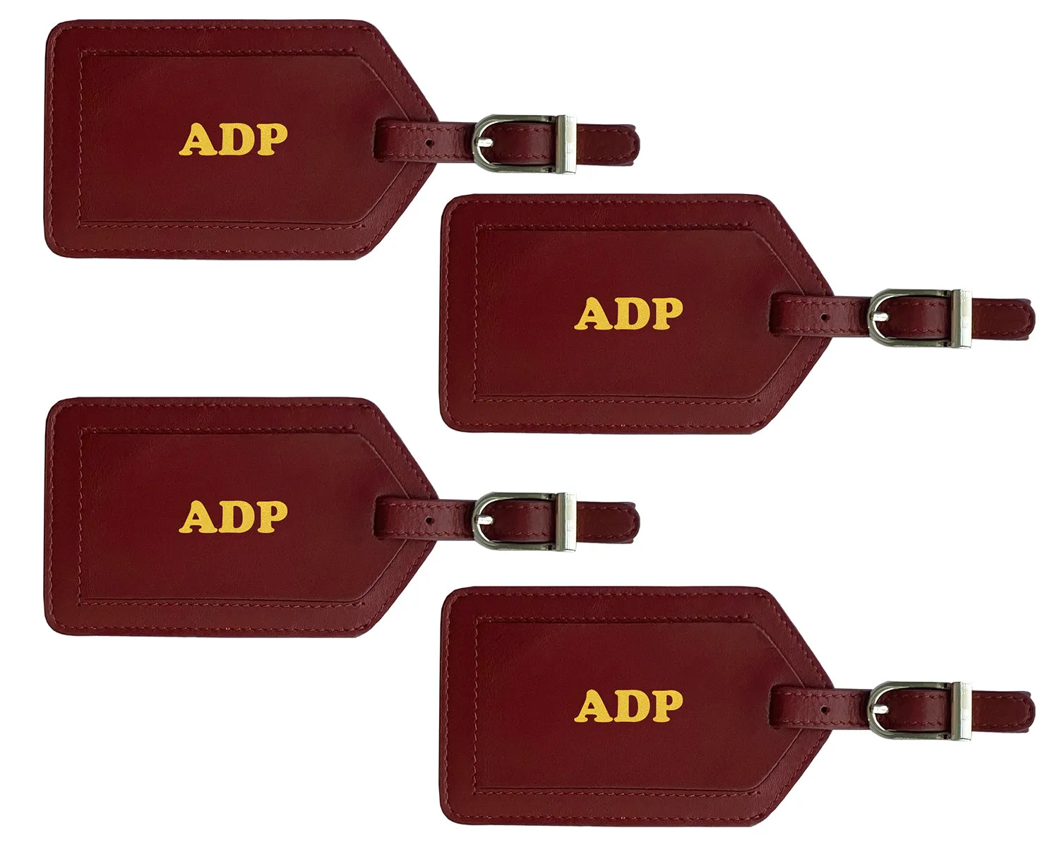 Personalized Monogrammed Leather Luggage Tags - 4 Pack