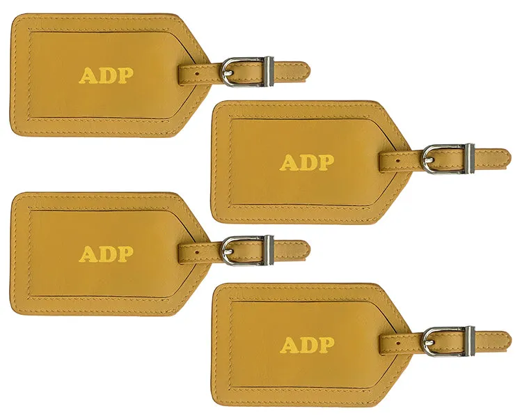 Personalized Monogrammed Leather Luggage Tags - 4 Pack