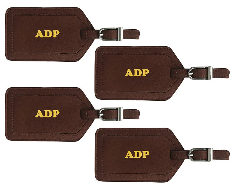 Personalized Monogrammed Leather Luggage Tags - 4 Pack