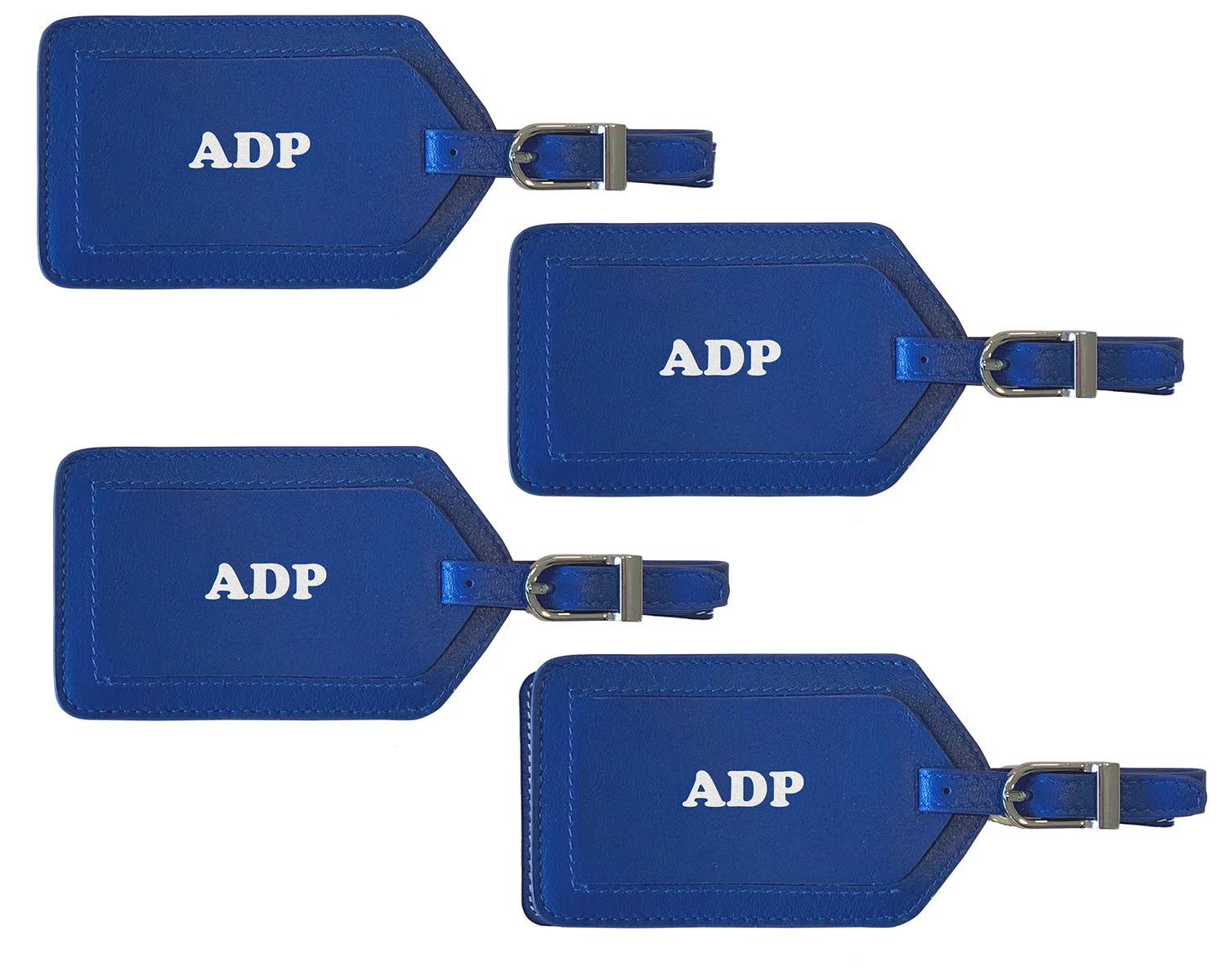 Personalized Monogrammed Leather Luggage Tags - 4 Pack
