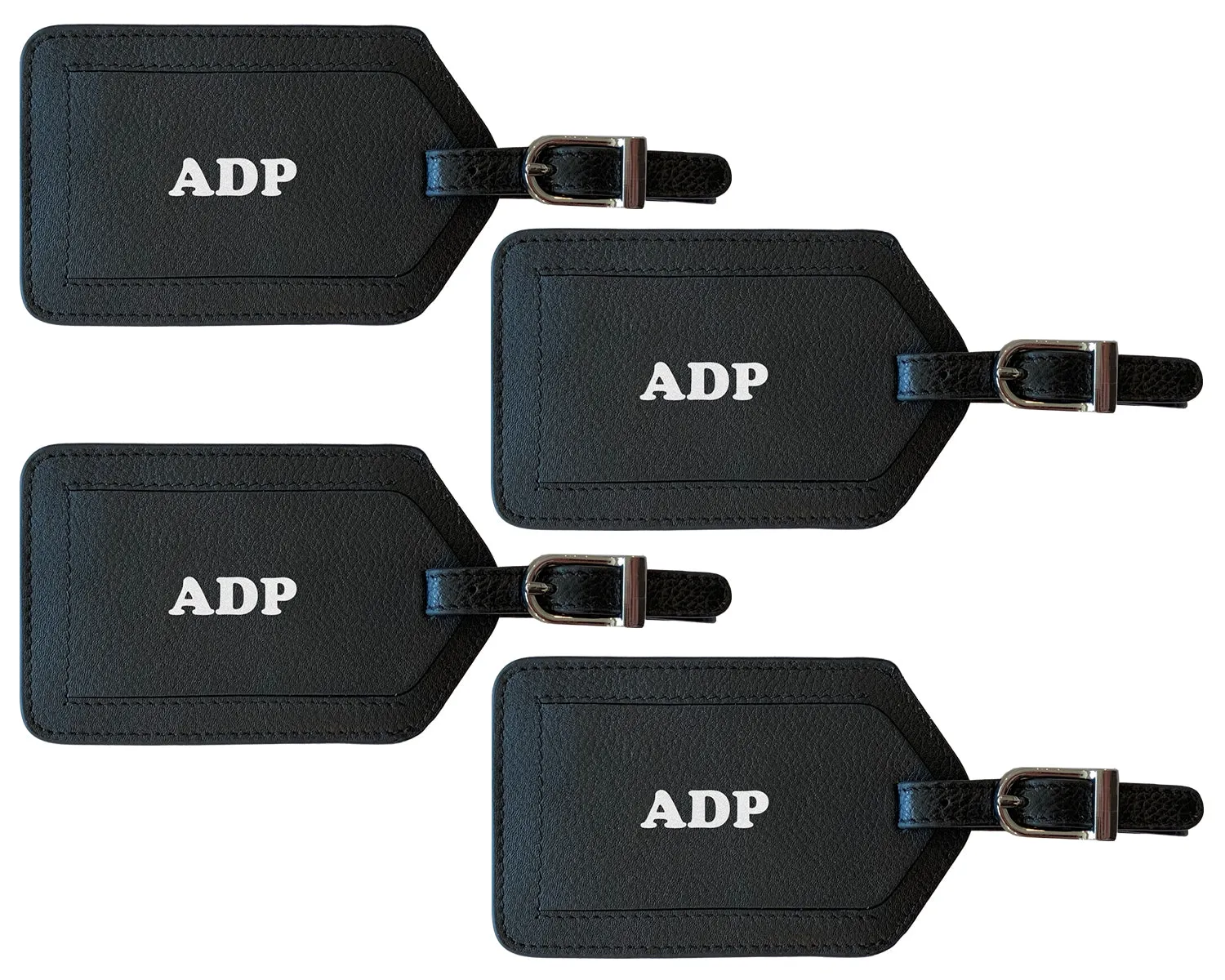 Personalized Monogrammed Leather Luggage Tags - 4 Pack