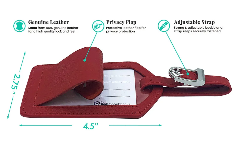 Personalized Monogrammed Leather Luggage Tags - 4 Pack
