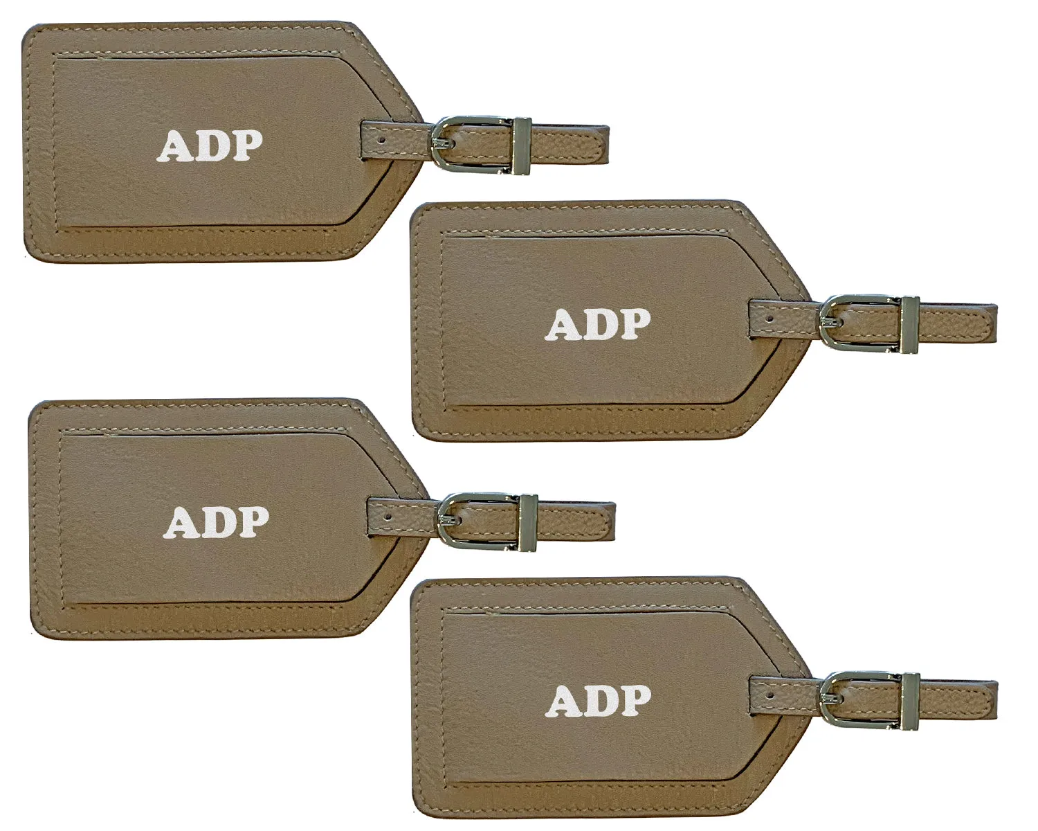 Personalized Monogrammed Leather Luggage Tags - 4 Pack