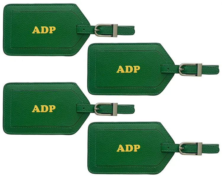 Personalized Monogrammed Leather Luggage Tags - 4 Pack