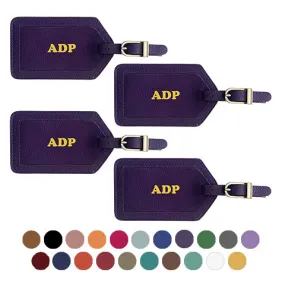 Personalized Monogrammed Leather Luggage Tags - 4 Pack