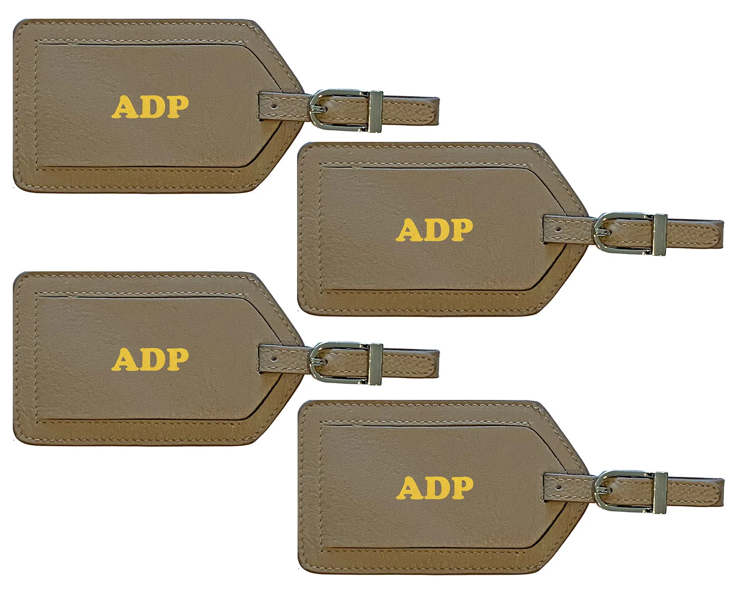 Personalized Monogrammed Leather Luggage Tags - 4 Pack