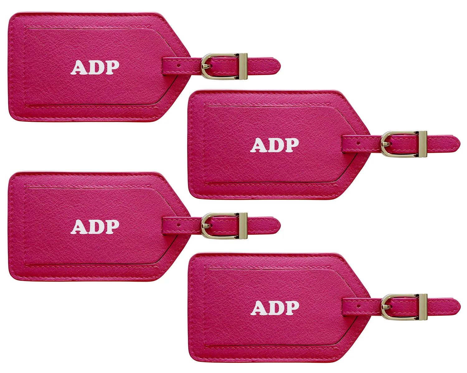 Personalized Monogrammed Leather Luggage Tags - 4 Pack