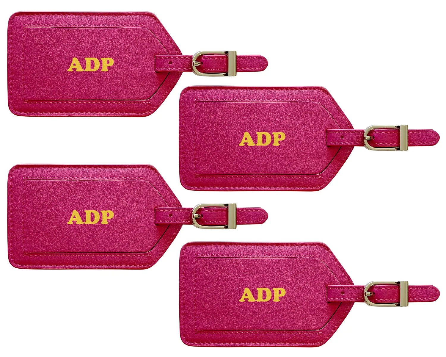 Personalized Monogrammed Leather Luggage Tags - 4 Pack