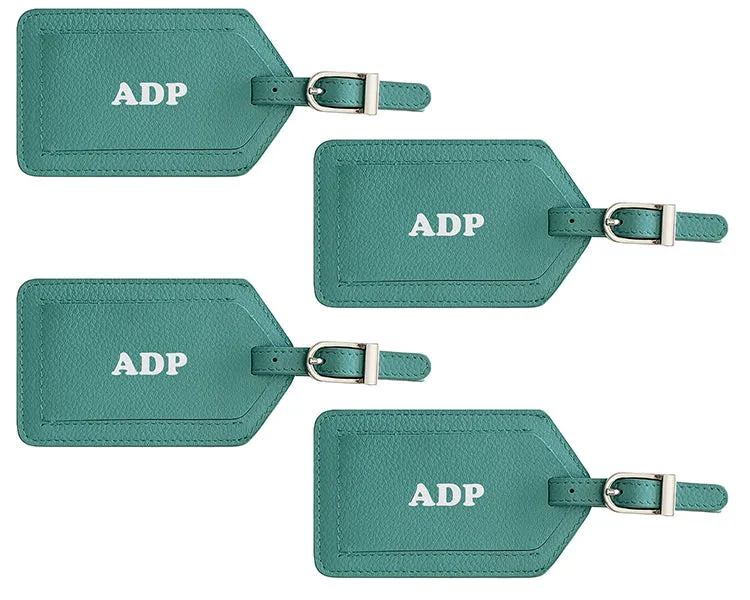 Personalized Monogrammed Leather Luggage Tags - 4 Pack
