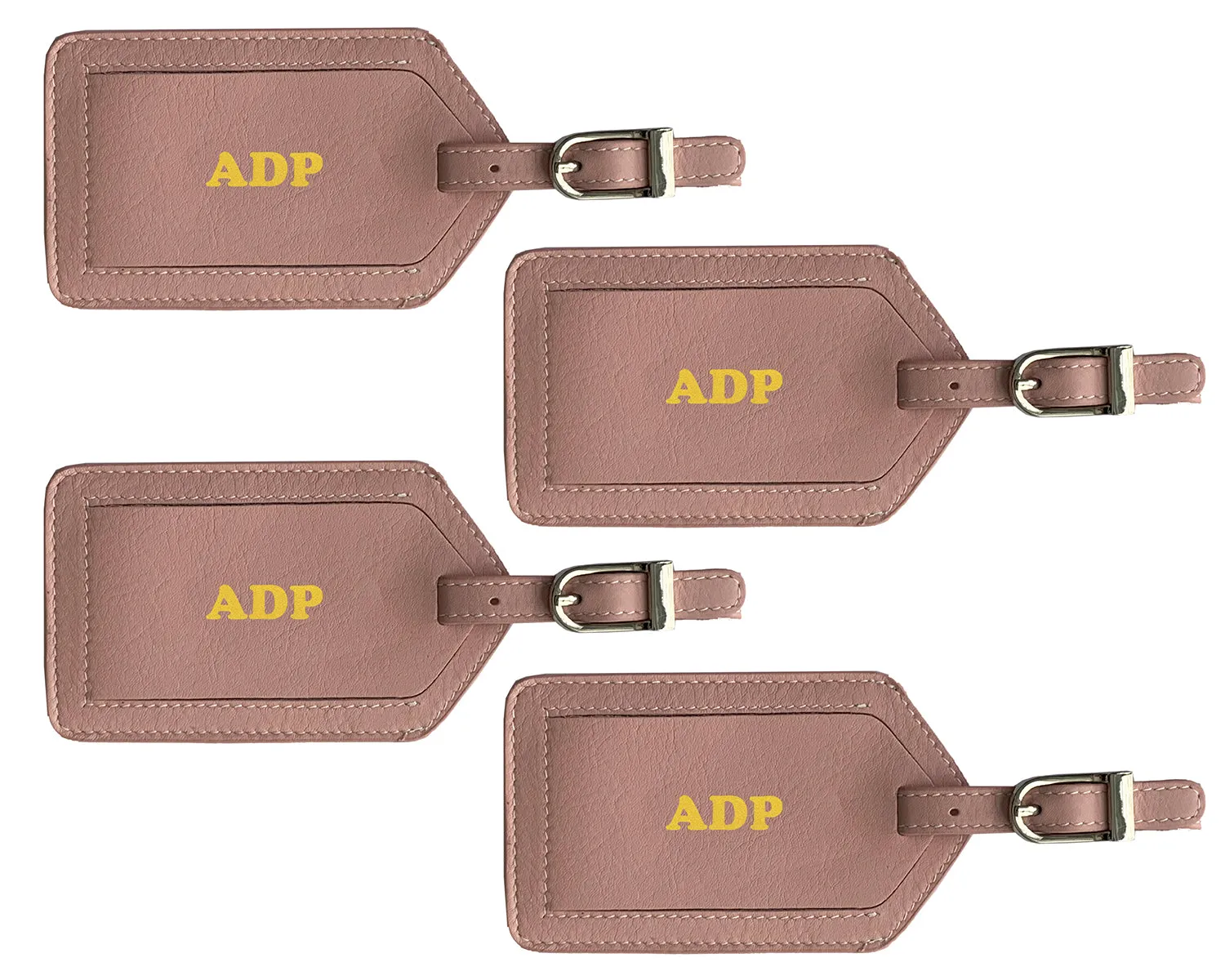 Personalized Monogrammed Leather Luggage Tags - 4 Pack