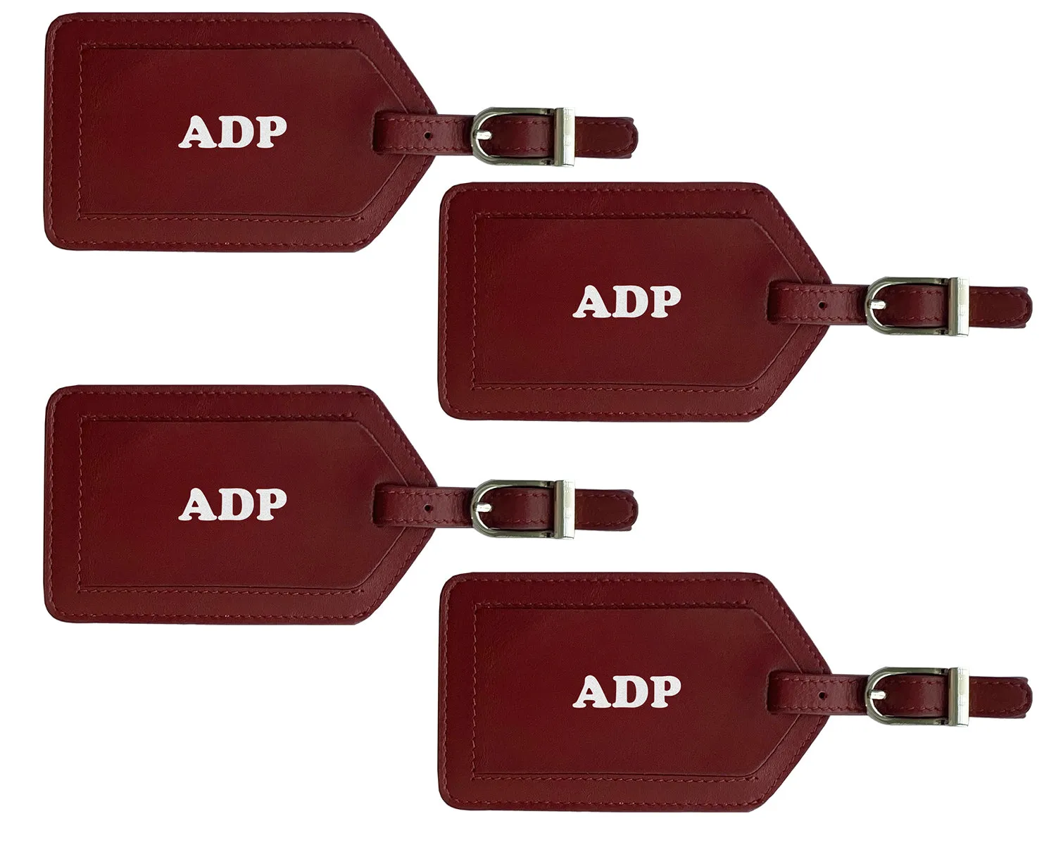 Personalized Monogrammed Leather Luggage Tags - 4 Pack