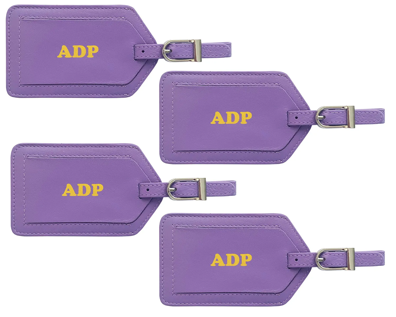 Personalized Monogrammed Leather Luggage Tags - 4 Pack