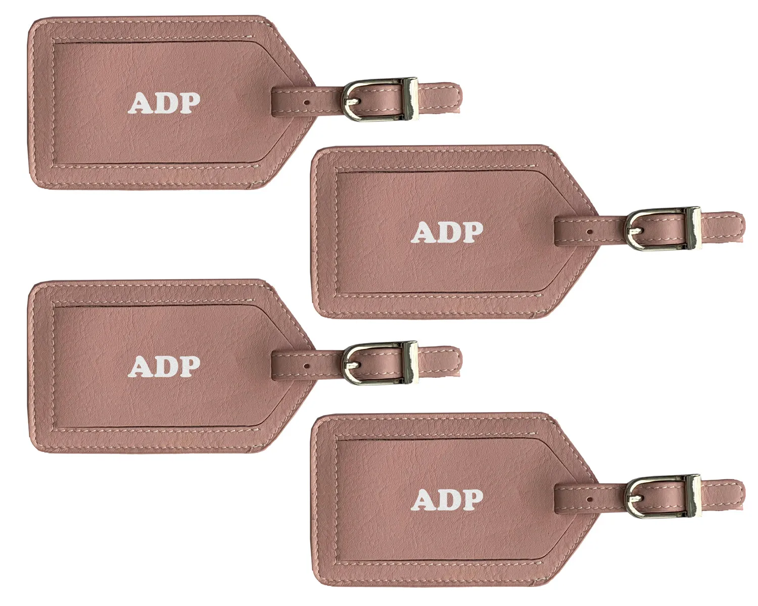 Personalized Monogrammed Leather Luggage Tags - 4 Pack