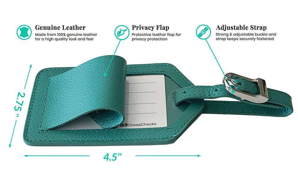 Personalized Monogrammed Leather Luggage Tags - 4 Pack