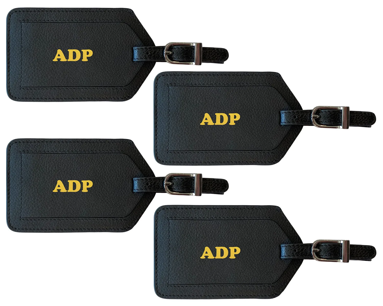 Personalized Monogrammed Leather Luggage Tags - 4 Pack