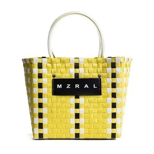 Plaid Pattern No Closure Leisure Tote Bag - Yellow