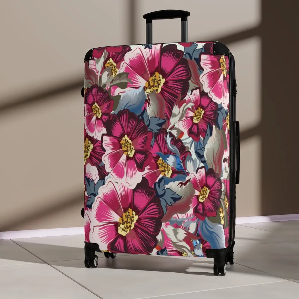 Rustic Cosmos Flowers & Pink Roses Luggage Set