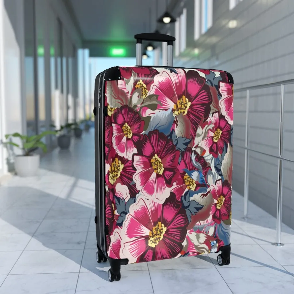 Rustic Cosmos Flowers & Pink Roses Luggage Set