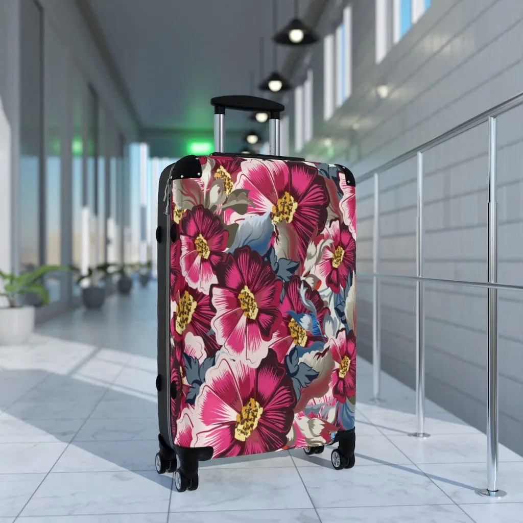 Rustic Cosmos Flowers & Pink Roses Luggage Set