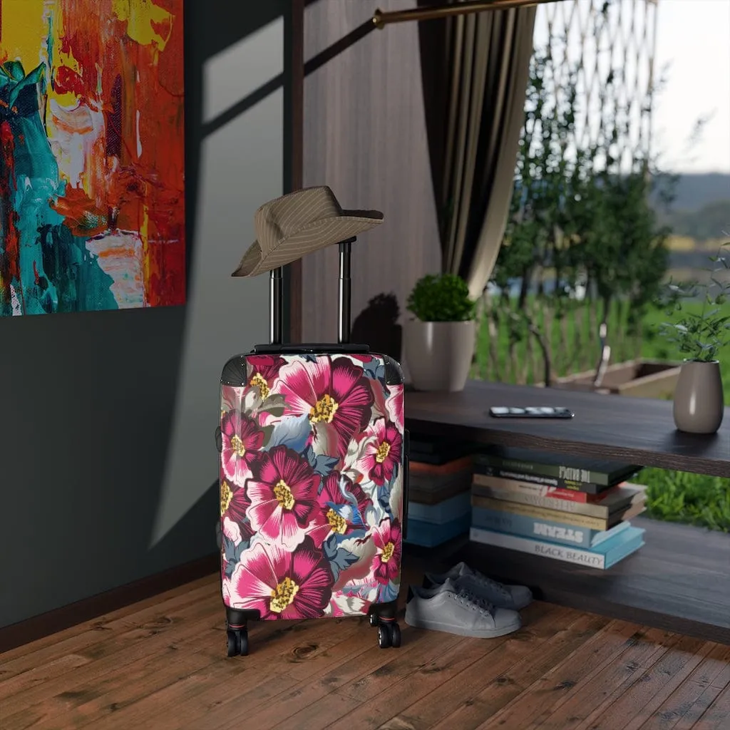 Rustic Cosmos Flowers & Pink Roses Luggage Set