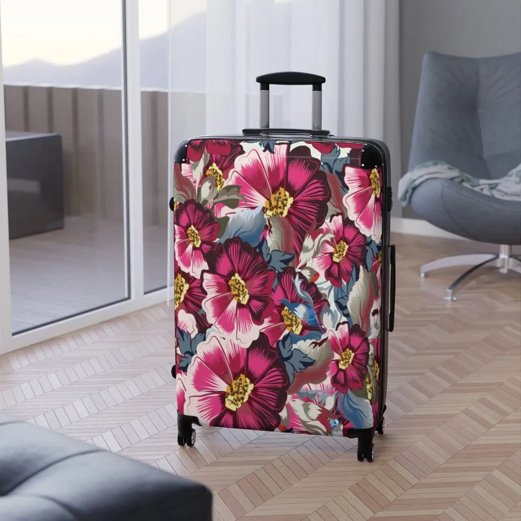 Rustic Cosmos Flowers & Pink Roses Luggage Set