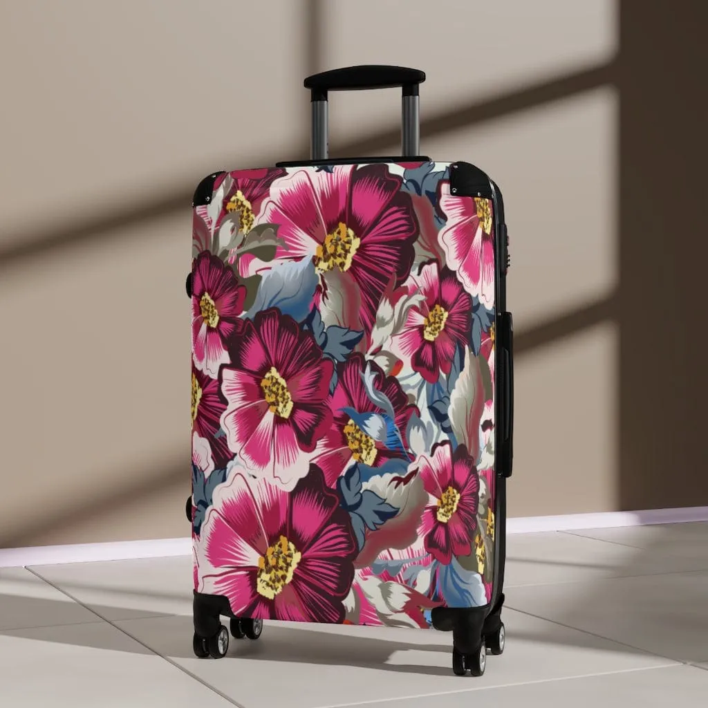 Rustic Cosmos Flowers & Pink Roses Luggage Set