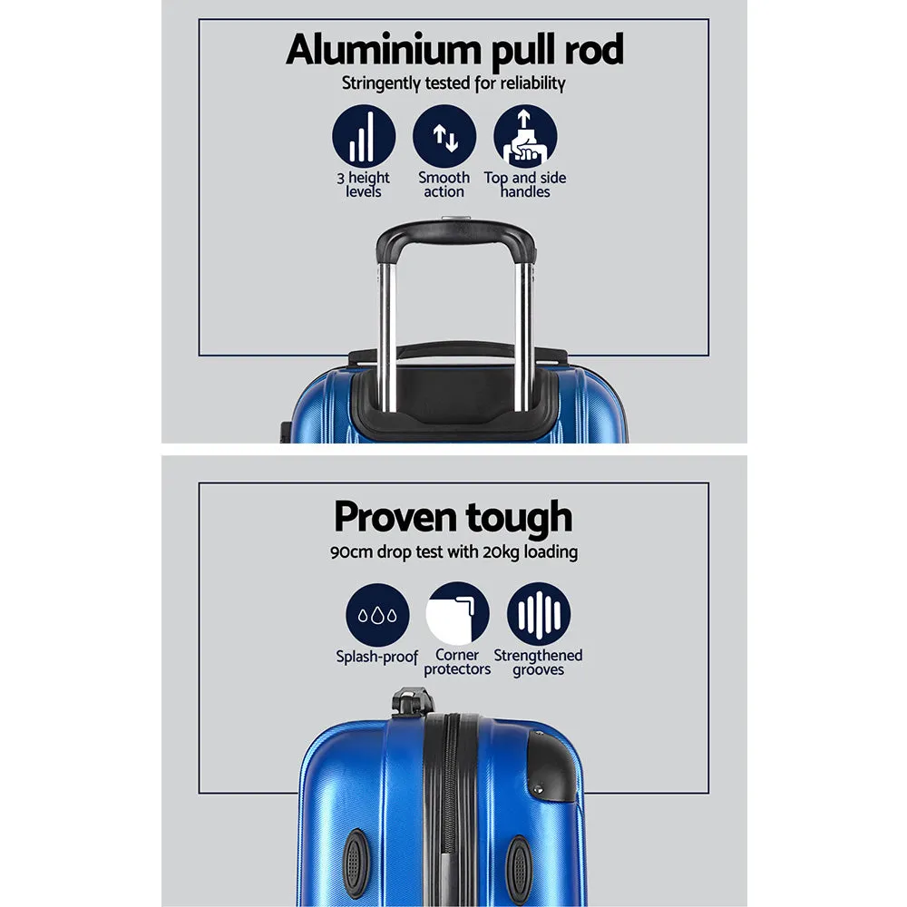 Set of 3 Luggage 20" 24" 28" Suitcase Hardcase Trolley Travel Blue