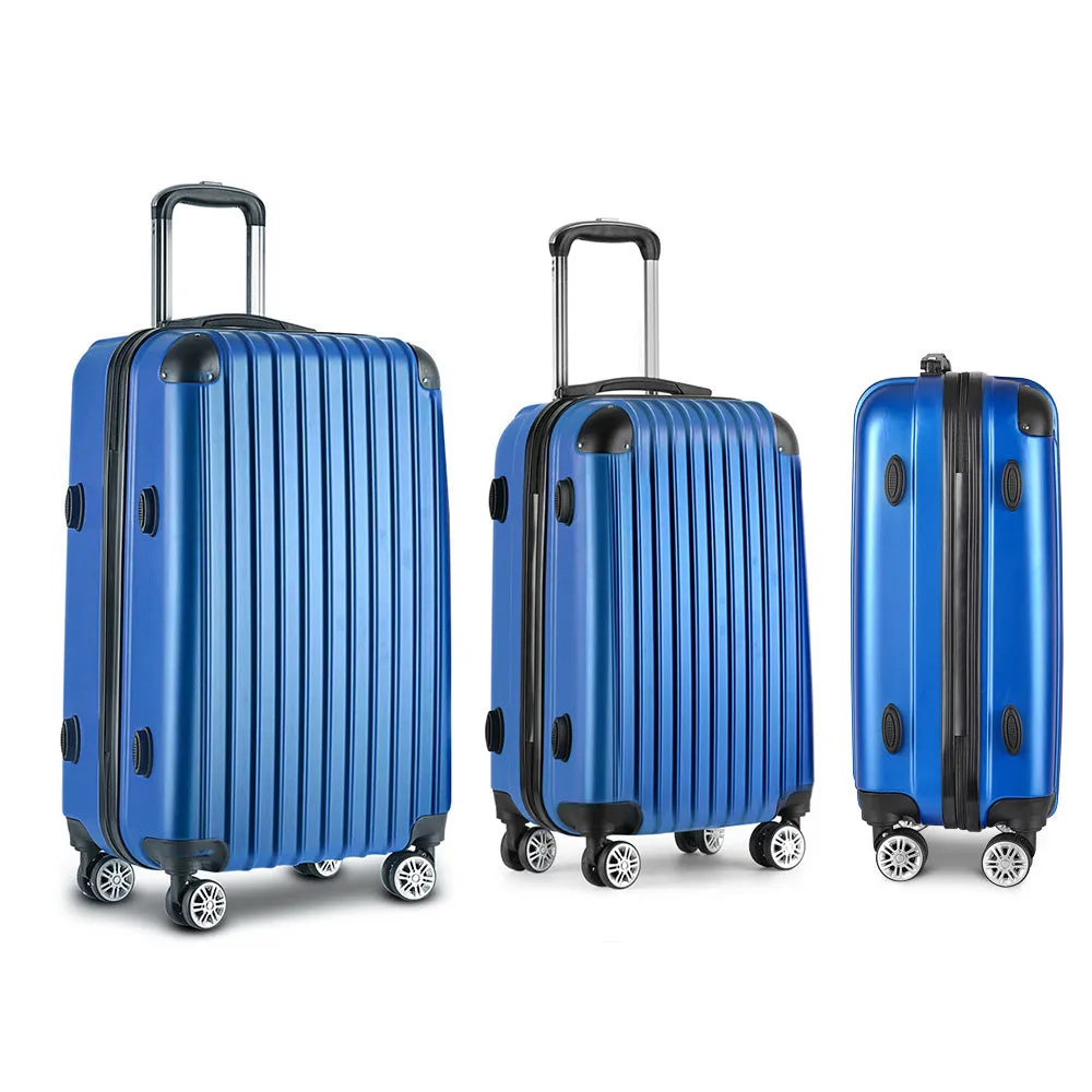 Set of 3 Luggage 20" 24" 28" Suitcase Hardcase Trolley Travel Blue