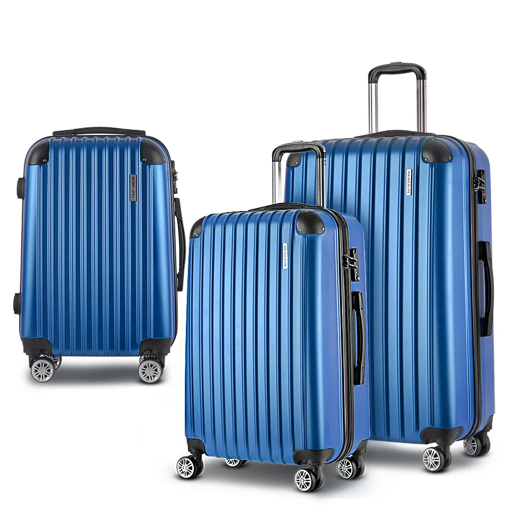 Set of 3 Luggage 20" 24" 28" Suitcase Hardcase Trolley Travel Blue