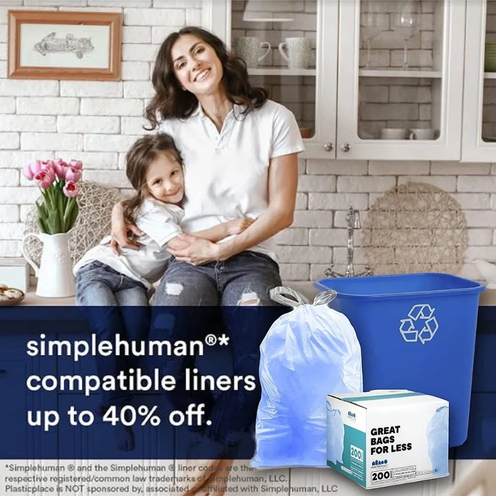 Simplehuman®* Compatible Blue Trash Bags - Code H - 8-9 Gallon - 200/Case