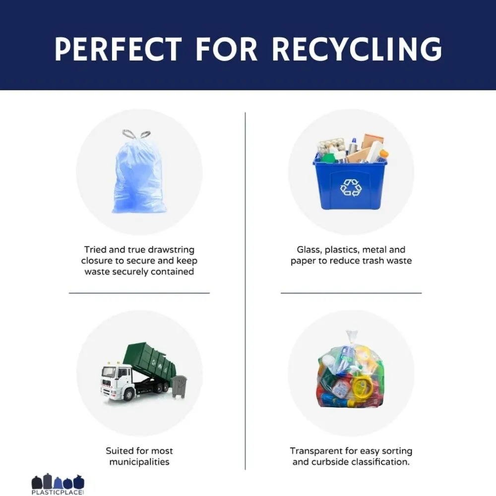 Simplehuman®* Compatible Blue Trash Bags - Code H - 8-9 Gallon - 200/Case