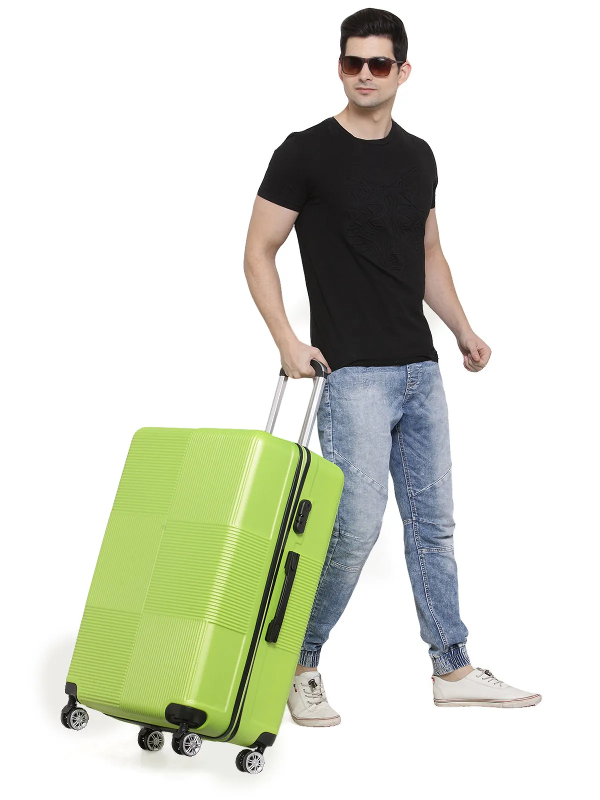 Teakwood Unisex Green Trolley Bag - Small