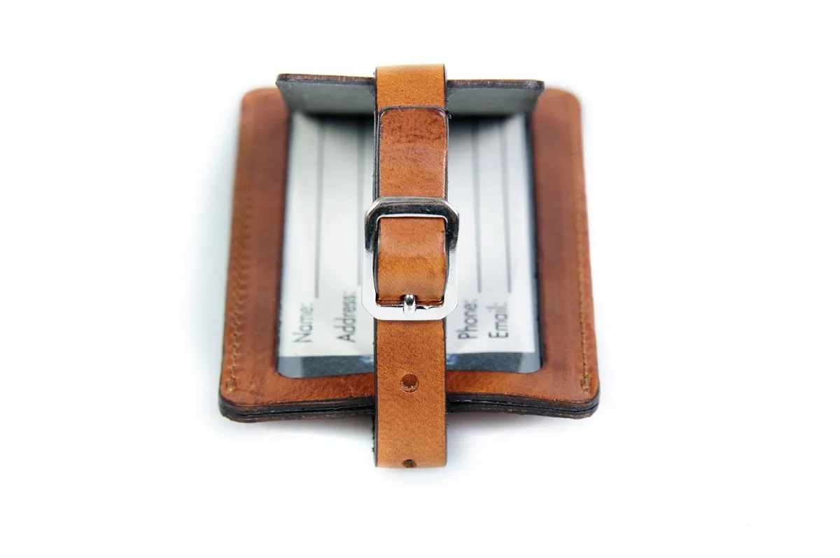 Terra Tan Leather Luggage Tag - Contemporary