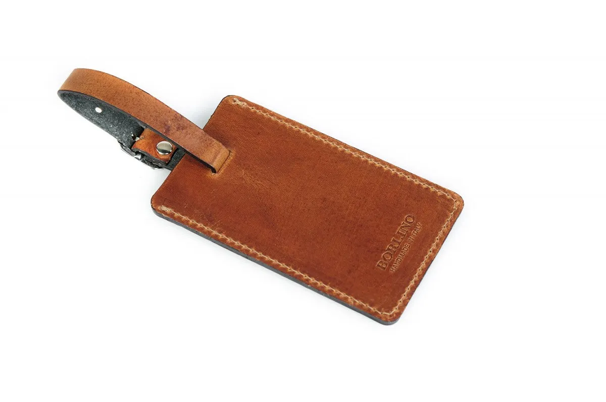 Terra Tan Leather Luggage Tag - Contemporary