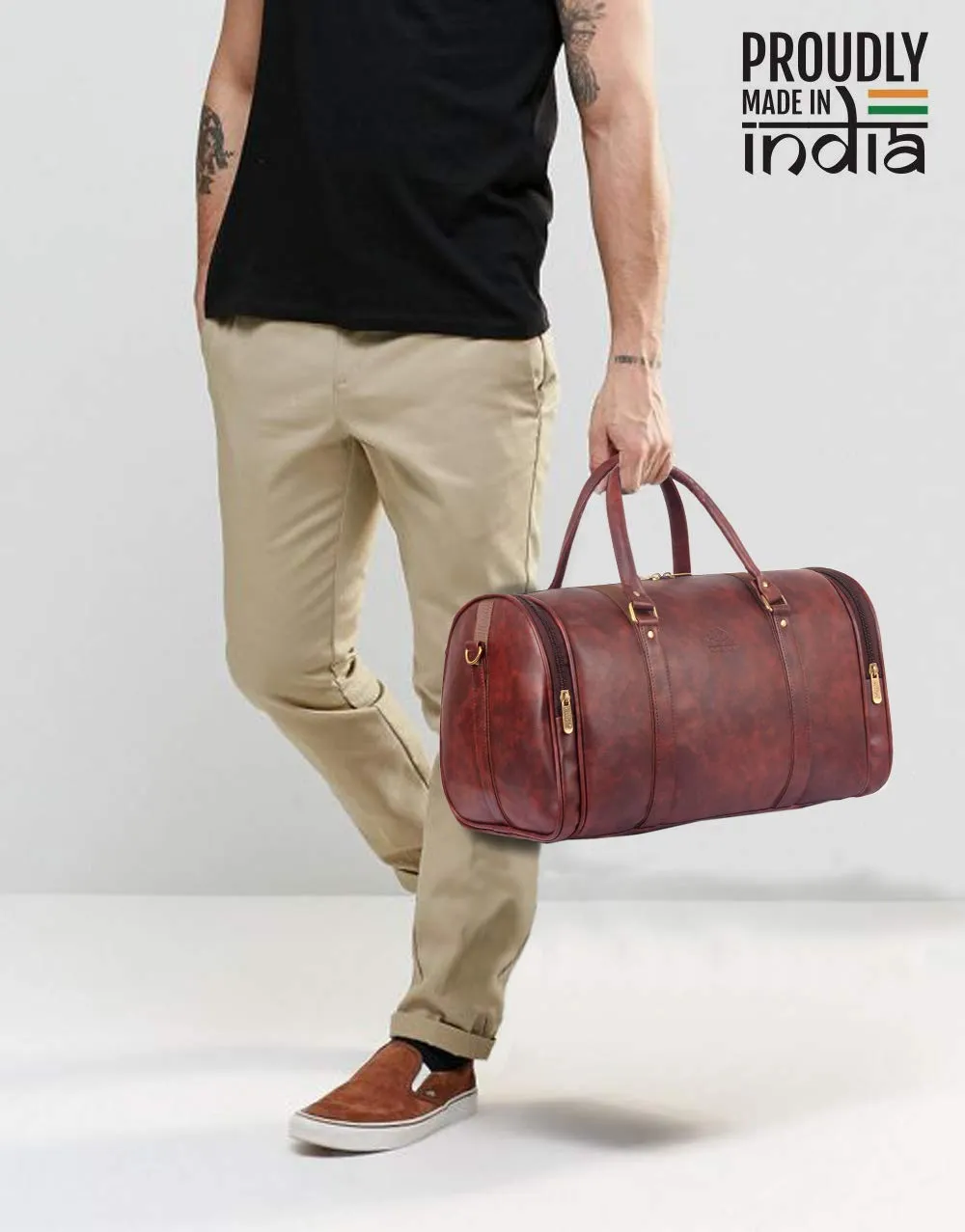 The Clownfish Ranger Vegan Leather 30 LTR Travel Duffel Bag - Wine Red