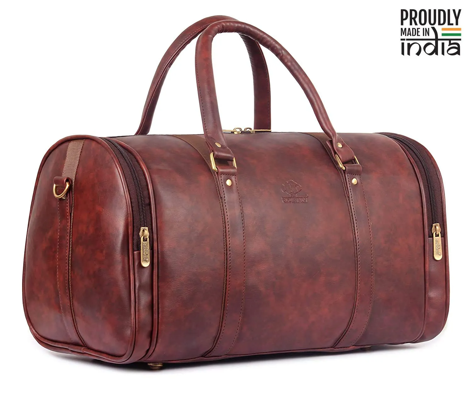 The Clownfish Ranger Vegan Leather 30 LTR Travel Duffel Bag - Wine Red