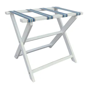 White Straight Leg Eco Luggage Rack with 4 Cabana Stripe Straps